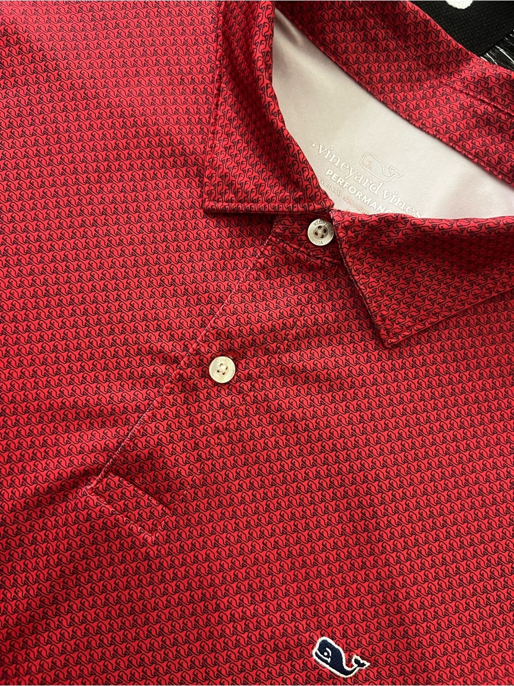 Vineyard Vines Men's Red Micro Whale Performance Polo On The Go